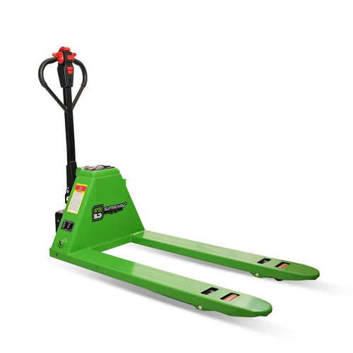 SESR15+ 1,500 kg lithium electric pallet jack, full machine front three-quarter view on a white background
