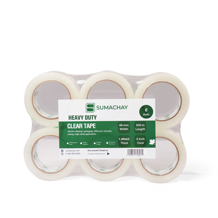 Heavy Duty Clear Packaging Tape – 48mm x 100m, 1.89mil Thick, 3 Inch Core (36 Rolls) Sumachay Packaging