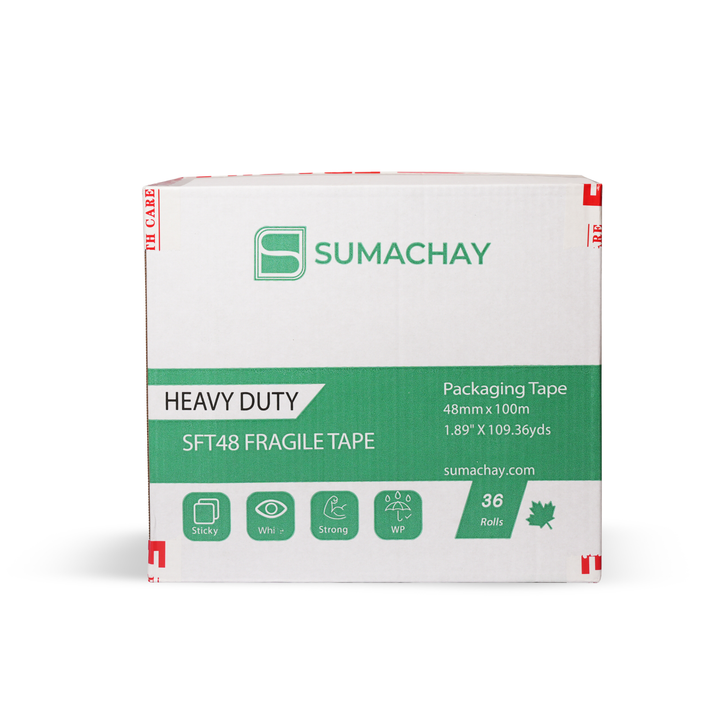 Heavy Duty Fragile Tape – 48mm x 100m, 1.88mil Thick, 3 Inch Core (36 Rolls) Sumachay Lifts